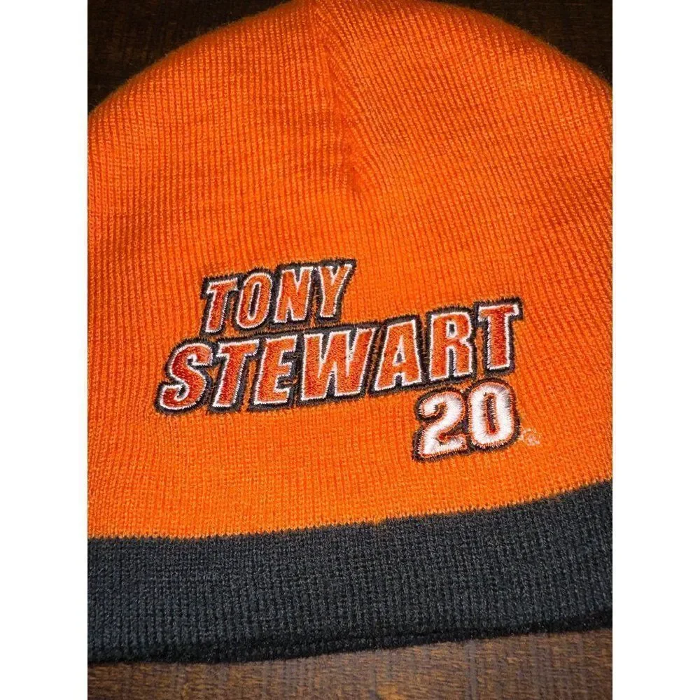 Tony Stewart 20 Orange & Black Beanie Hat Toboggan‎